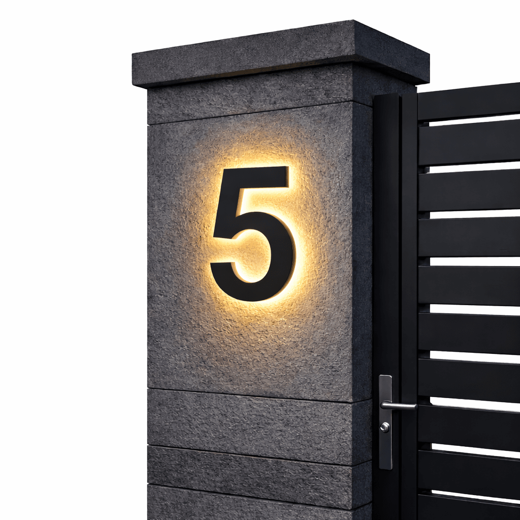 Stainless Steel Address Numbers for Modern Facades with IP68 LED Lighting