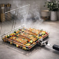 Stainless Steel BBQ Grill Basket - Even Heat Distribution