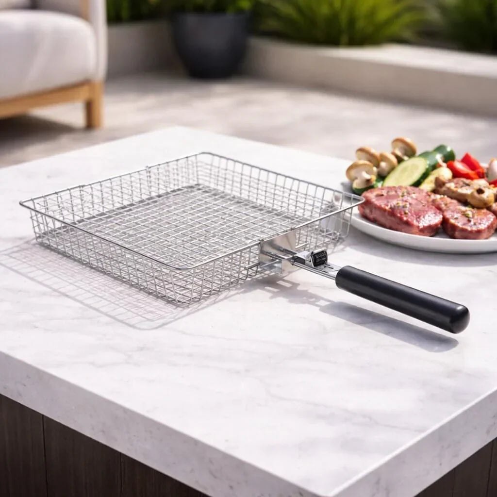 Stainless Steel BBQ Grill Basket - Even Heat Distribution