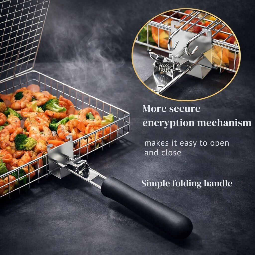Stainless Steel BBQ Grill Basket - Even Heat Distribution