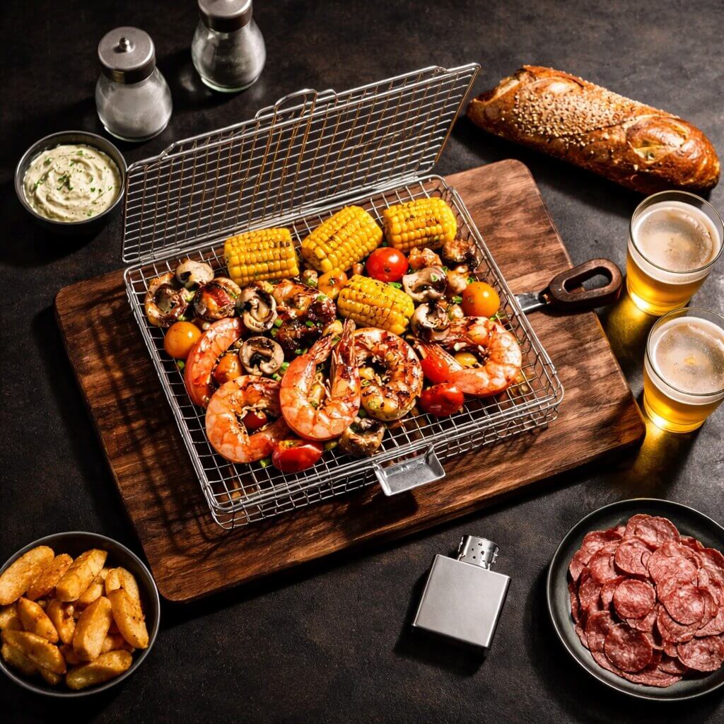 Stainless Steel BBQ Grill Basket - Even Heat Distribution