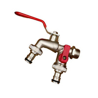 Stainless Steel Dual Outlet Garden Tap – Rustproof 2-Way Faucet with Quick Connector & Independent Valves