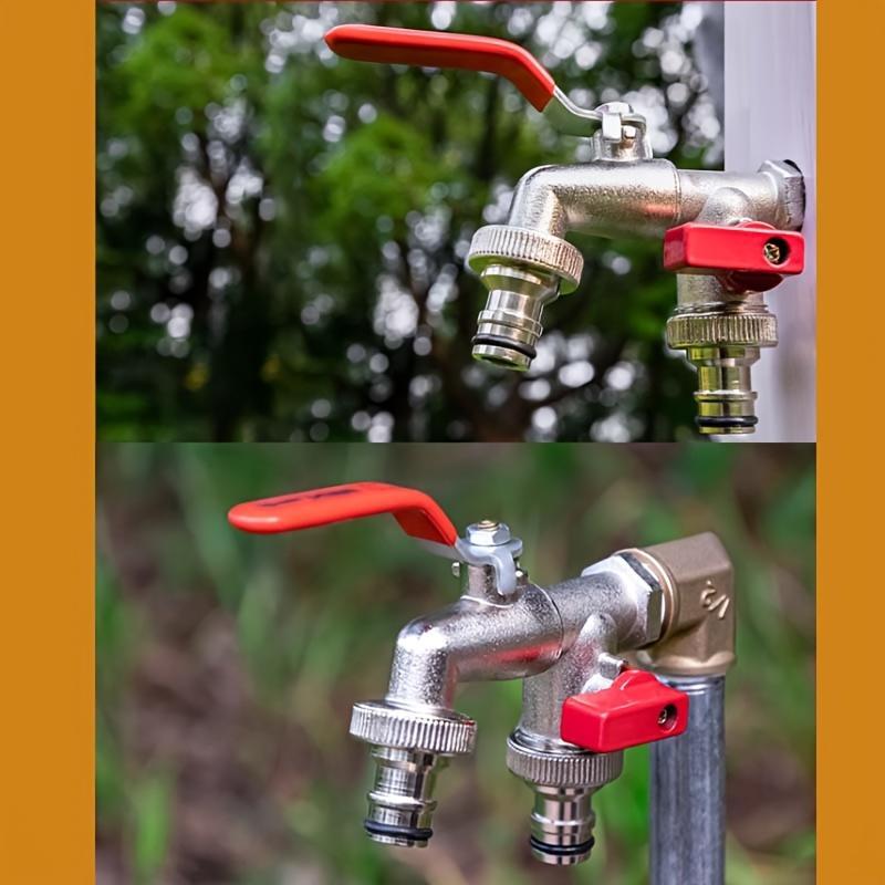 Stainless Steel Dual Outlet Garden Tap – Rustproof 2-Way Faucet with Quick Connector & Independent Valves