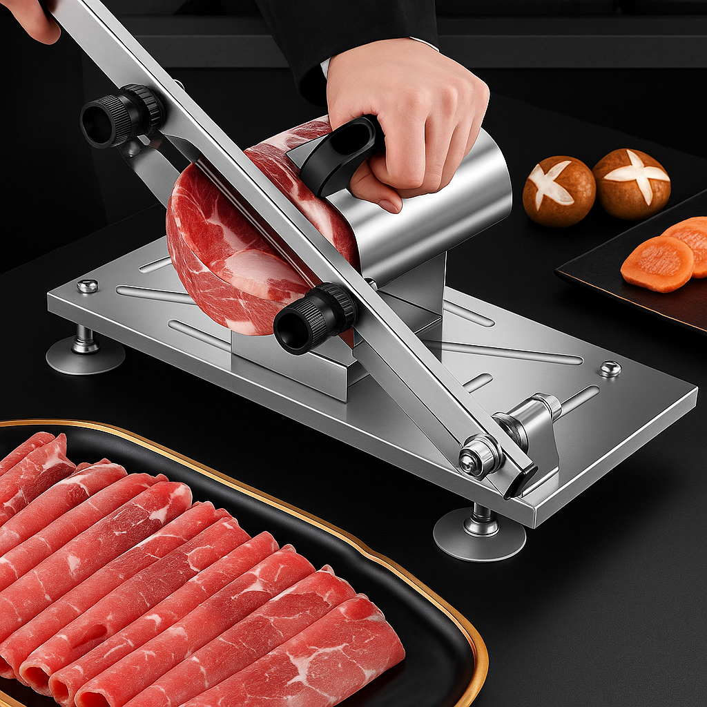 Stainless Steel Food Slicer for Home Use with Adjustable Thickness and Precision Cutting