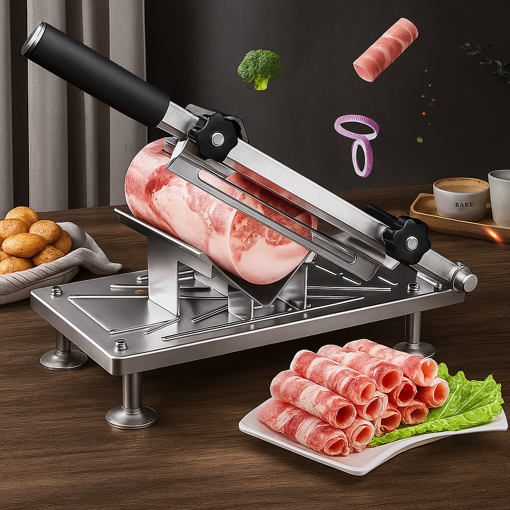 Stainless Steel Food Slicer for Home Use with Adjustable Thickness and Precision Cutting