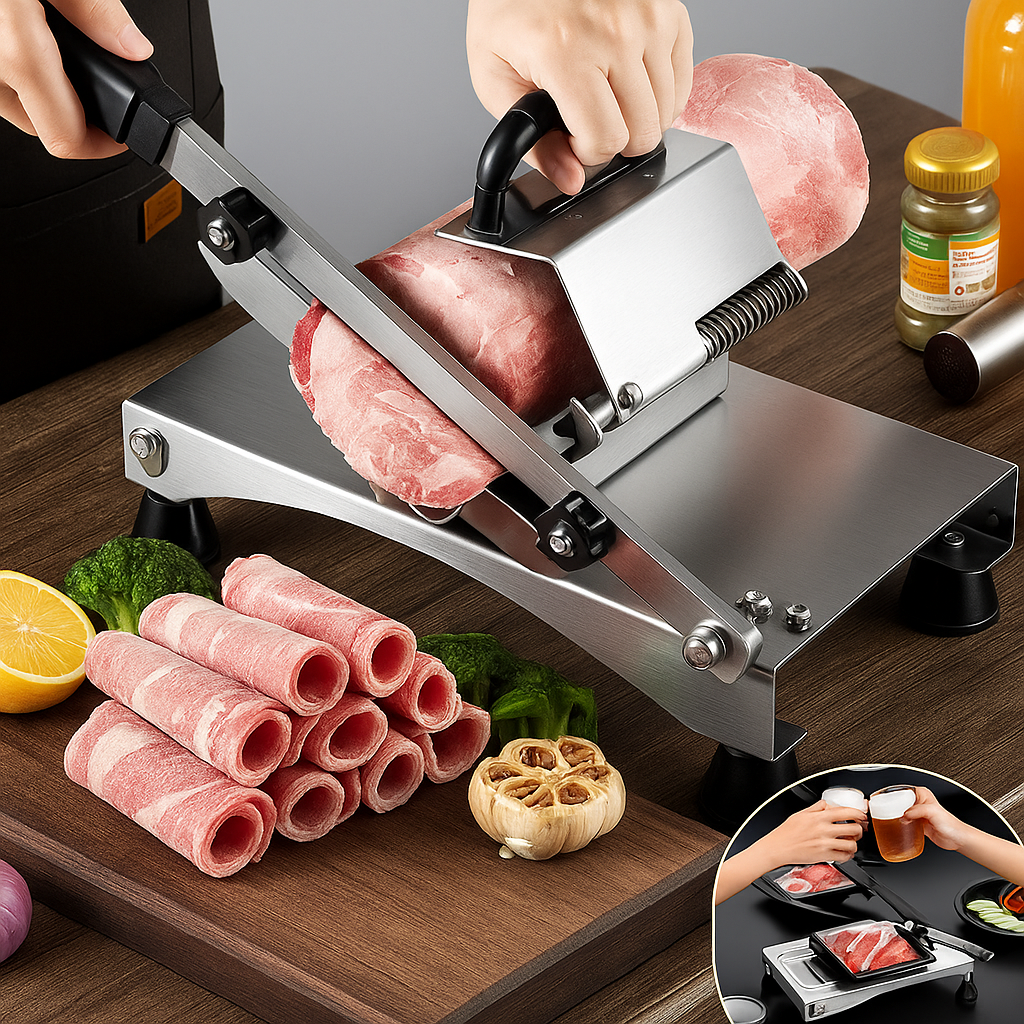 Stainless Steel Food Slicer for Home Use with Adjustable Thickness and Precision Cutting