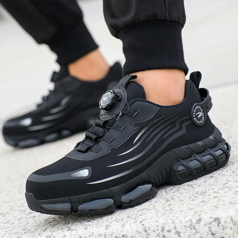 Steel-Toe Work Shoes with Puncture-Resistant Midsole and Slip-Resistant Sole