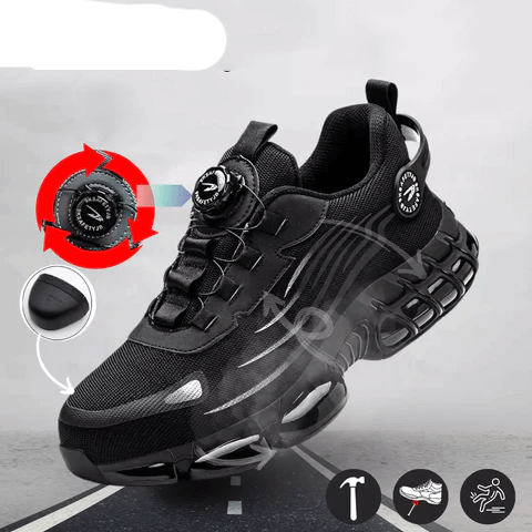 Steel-Toe Work Shoes with Puncture-Resistant Midsole and Slip-Resistant Sole