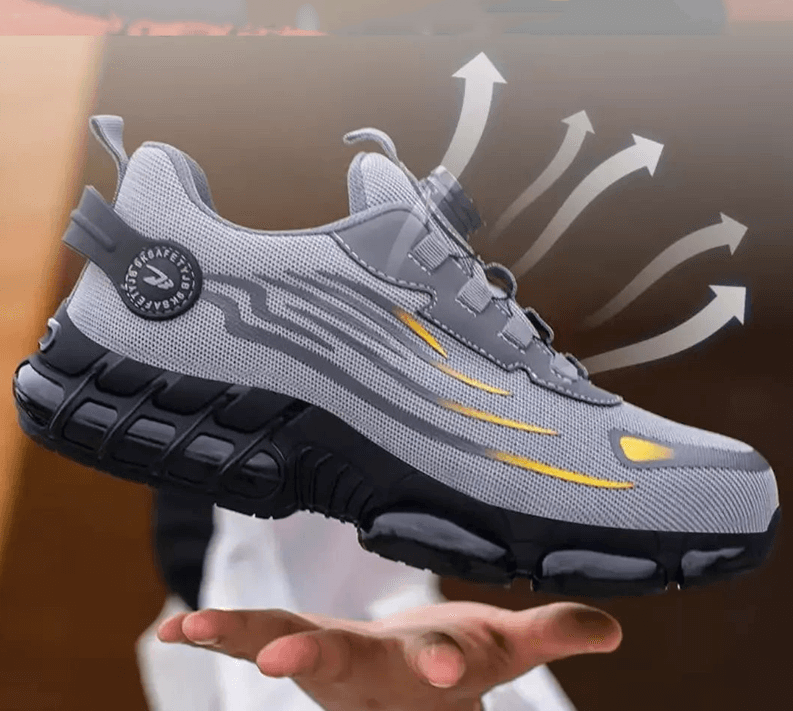 Steel-Toe Work Shoes with Puncture-Resistant Midsole and Slip-Resistant Sole