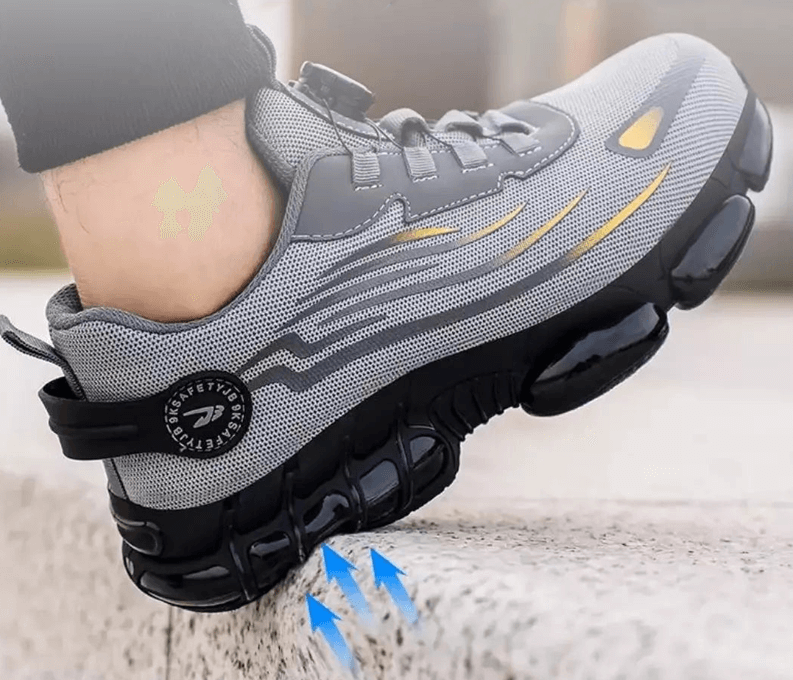 Steel-Toe Work Shoes with Puncture-Resistant Midsole and Slip-Resistant Sole
