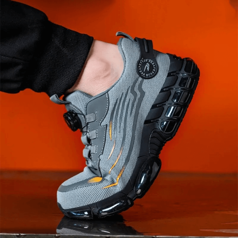 Steel-Toe Work Shoes with Puncture-Resistant Midsole and Slip-Resistant Sole