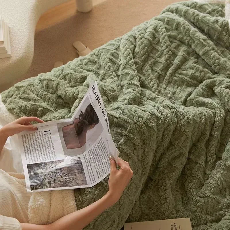 Stylish Thick Lambswool Winter Blanket with Elegant Accents