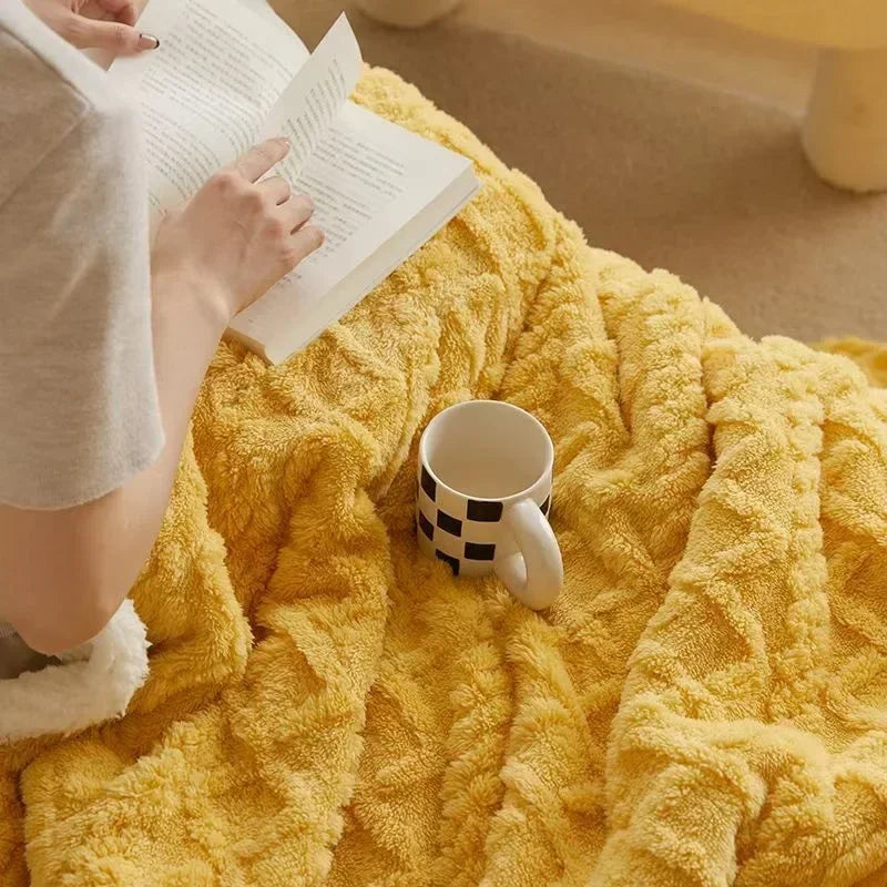 Stylish Thick Lambswool Winter Blanket with Elegant Accents
