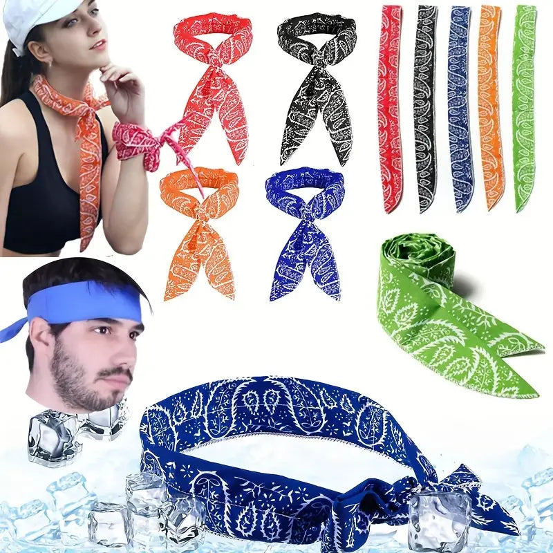 Summer Cooling Ice Scarf for Neck and Headband