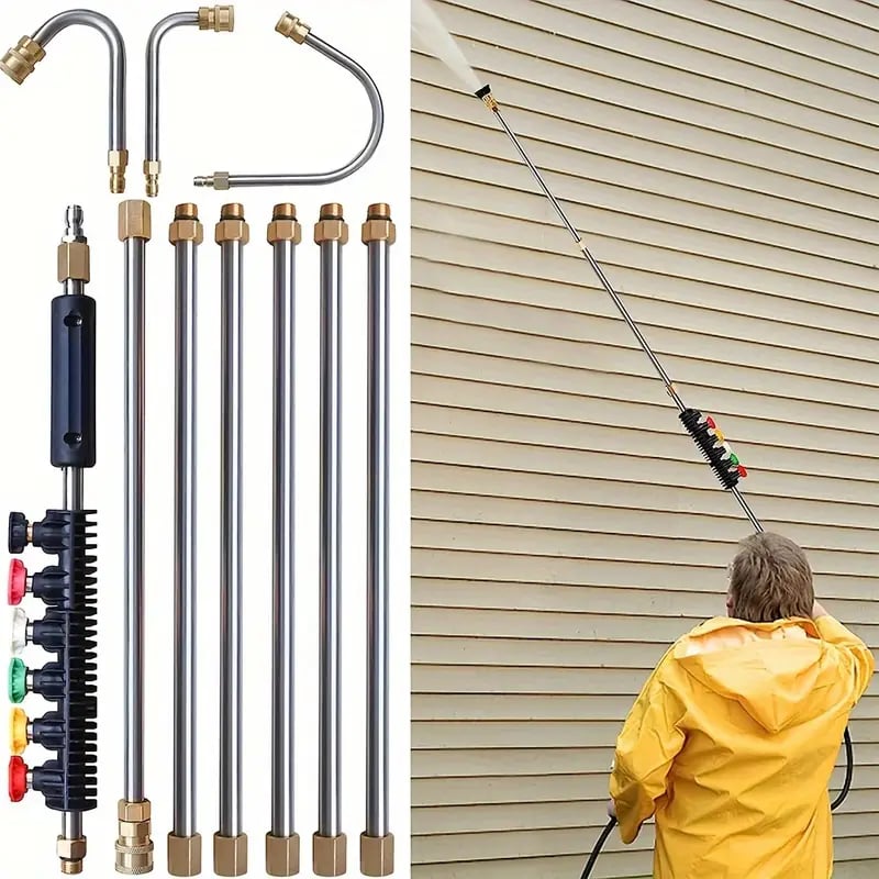 Telescopic High-Pressure Washer Wand for Gutter Cleaning