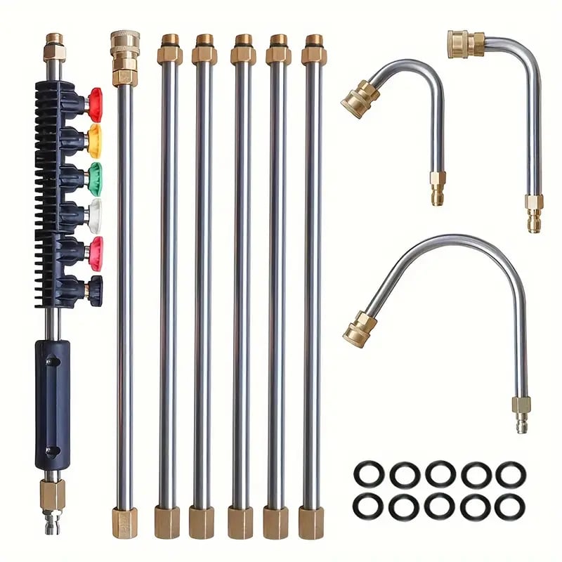 Telescopic High-Pressure Washer Wand for Gutter Cleaning