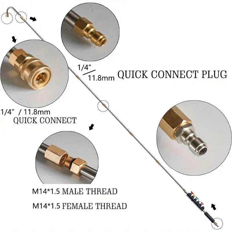 Telescopic High-Pressure Washer Wand for Gutter Cleaning