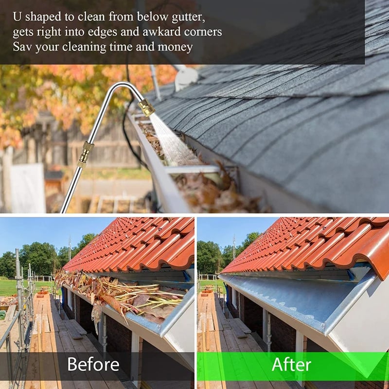 Telescopic High-Pressure Washer Wand for Gutter Cleaning