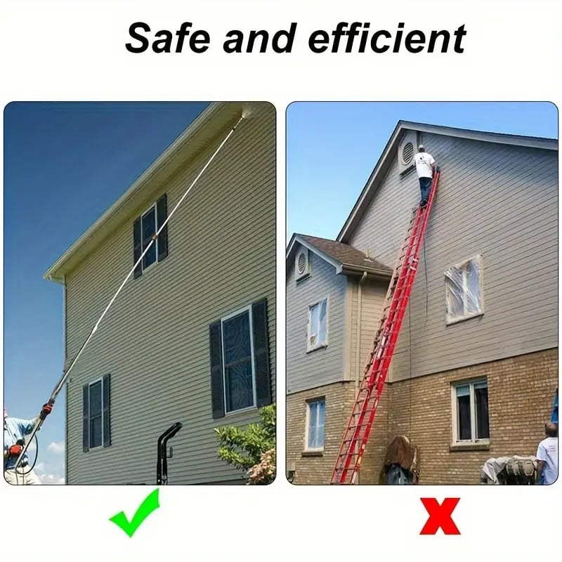 Telescopic High-Pressure Washer Wand for Gutter Cleaning