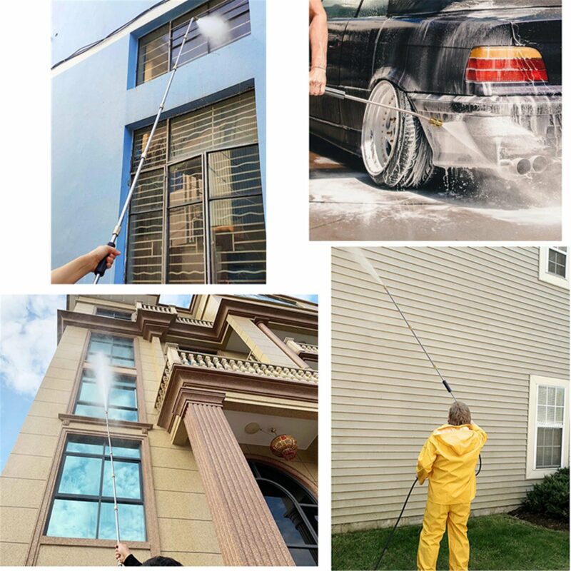 Telescopic High-Pressure Washer Wand for Gutter Cleaning