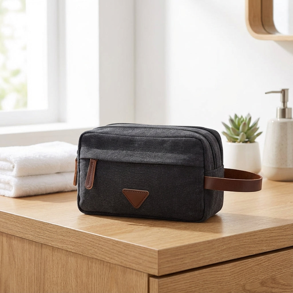 Unisex Double-Compartment Toiletry Bag for Organized Travel