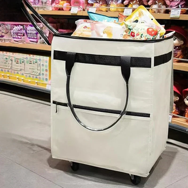 Unisex Foldable Grocery Bag with Wheels – Large Capacity for Easy Shopping