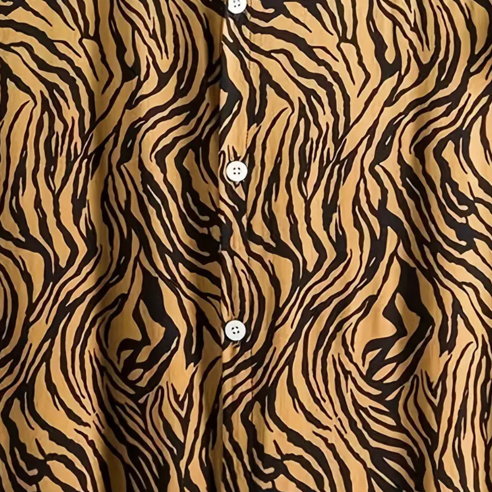 Unisex Tiger Print Shirt – Stylish Button-Down for Summer