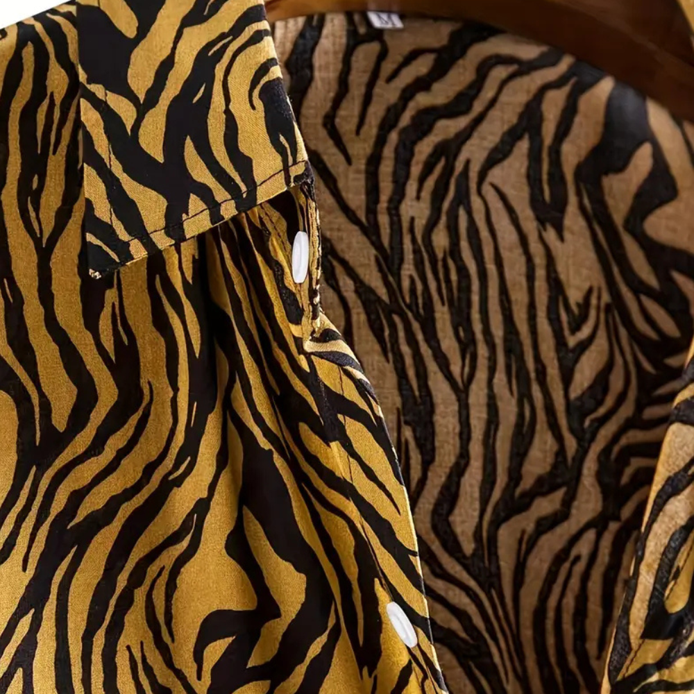Unisex Tiger Print Shirt – Stylish Button-Down for Summer