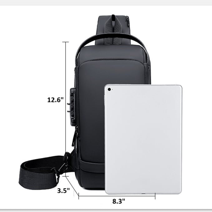 Unisex Waterproof Anti-Theft Crossbody Bag with Hidden Zip and USB 3.0 Charging Port