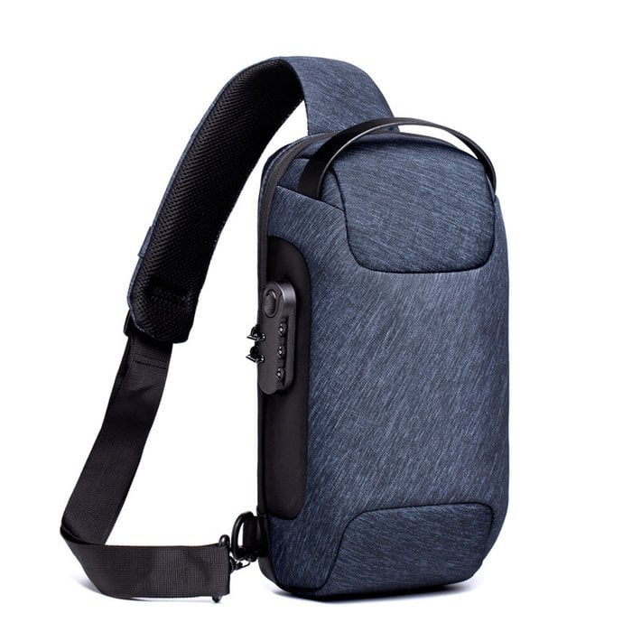 Unisex Waterproof Anti-Theft Crossbody Bag with Hidden Zip and USB 3.0 Charging Port
