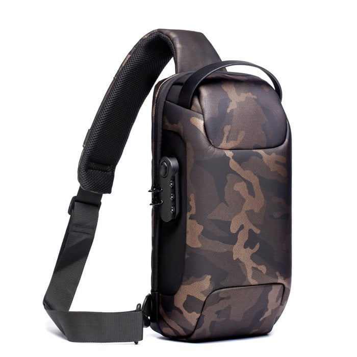 Unisex Waterproof Anti-Theft Crossbody Bag with Hidden Zip and USB 3.0 Charging Port