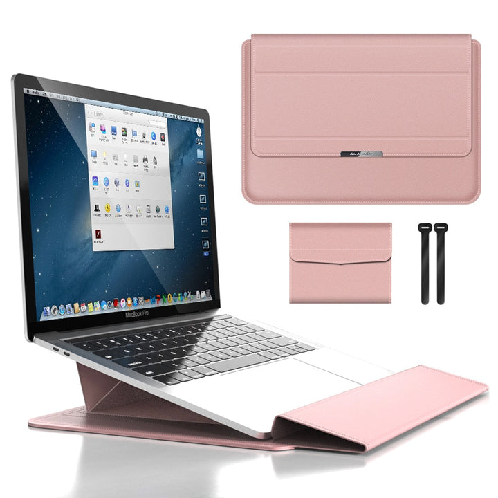 Unisex Waterproof Laptop Sleeve with Stand & Wrist Rest for Travel