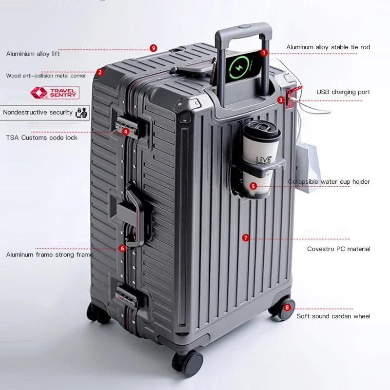 Unisex Wide-Grip Hardshell Suitcase