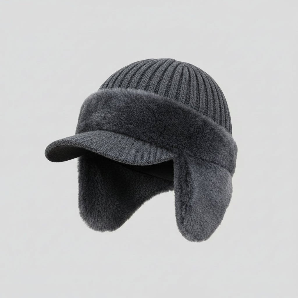 Unisex Winter Hat with Built-In Ear Flaps and Adjustable Fit