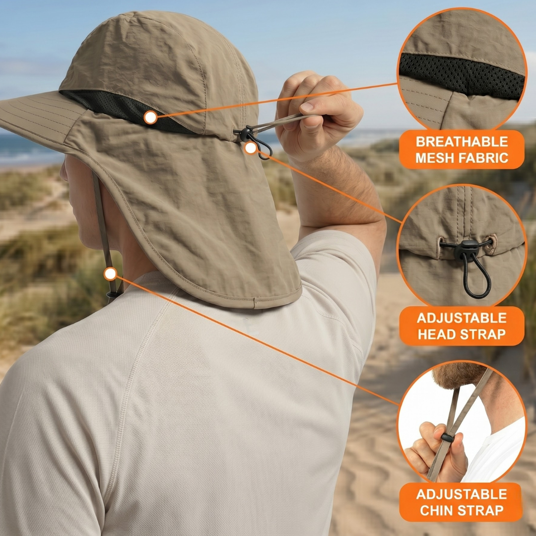 UPF 50 Sun Protection Hat with Neck Flap