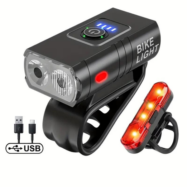 USB Rechargeable Waterproof LED Bike Lights – 1000 Lumen Front & 500 Lumen Rear