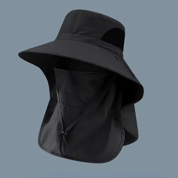 UV Protection Outdoor Sun Hat with Wide Brim and Neck Flap for Hiking, Fishing, and Camping
