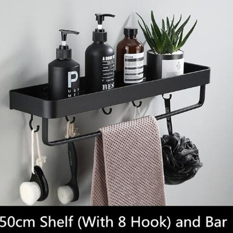 Wall-Mounted Black Space Aluminum Bathroom Shelf