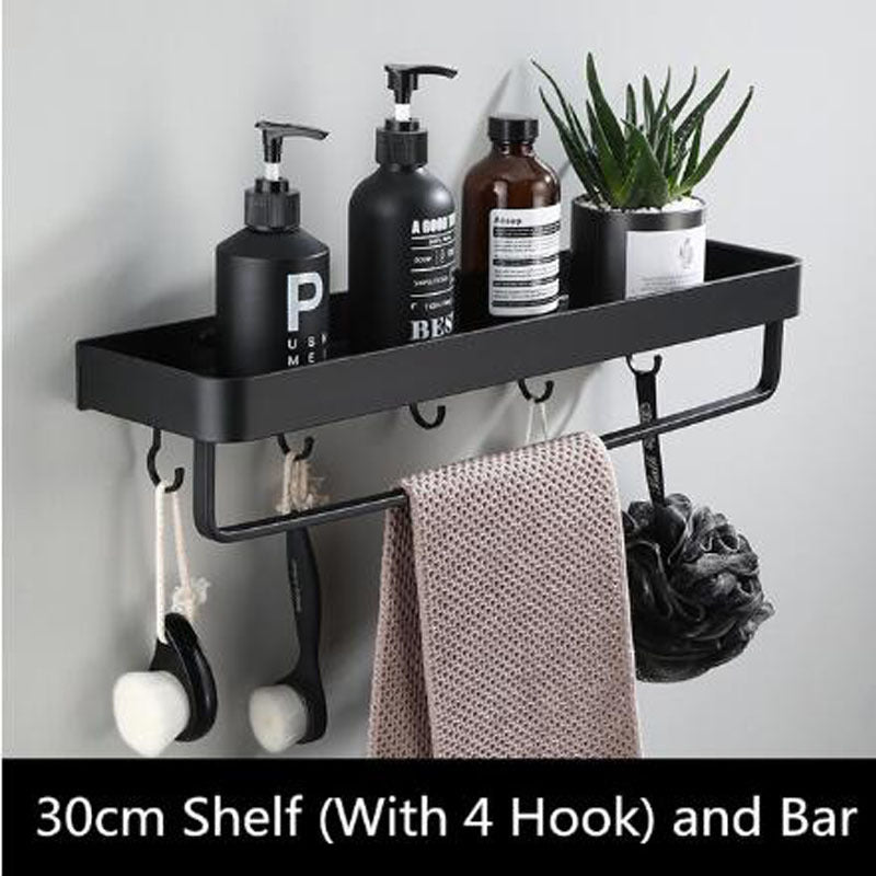 Wall-Mounted Black Space Aluminum Bathroom Shelf