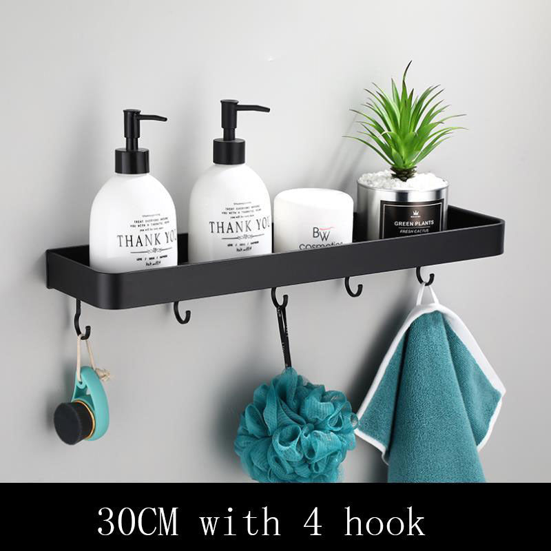 Wall-Mounted Black Space Aluminum Bathroom Shelf