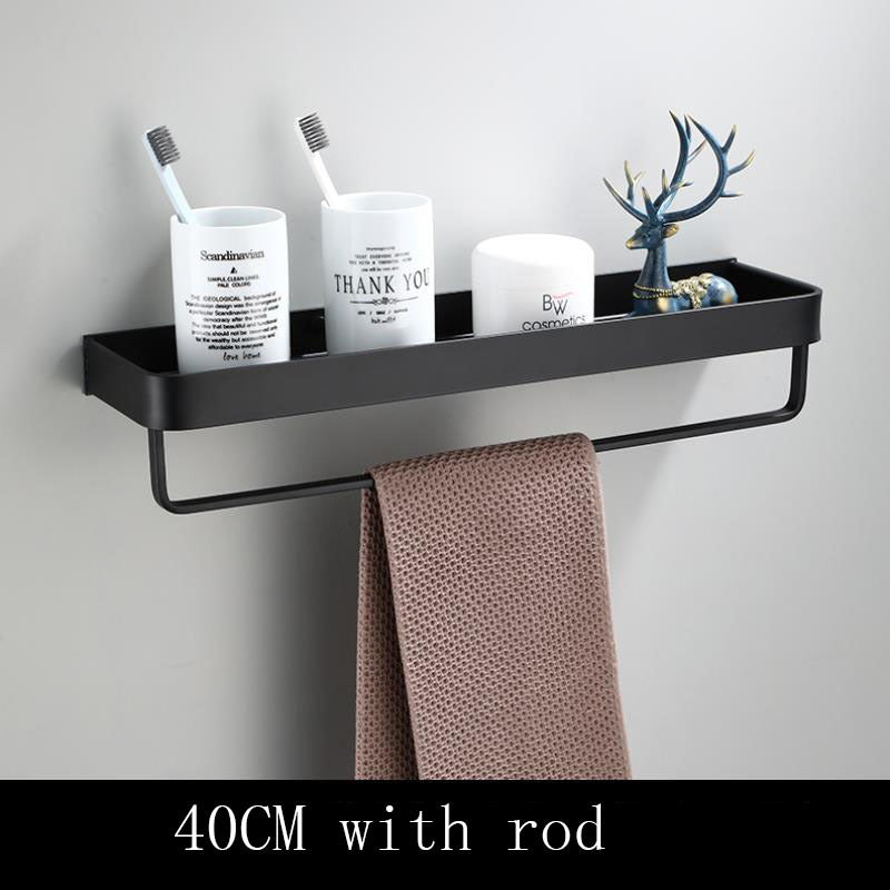 Wall-Mounted Black Space Aluminum Bathroom Shelf