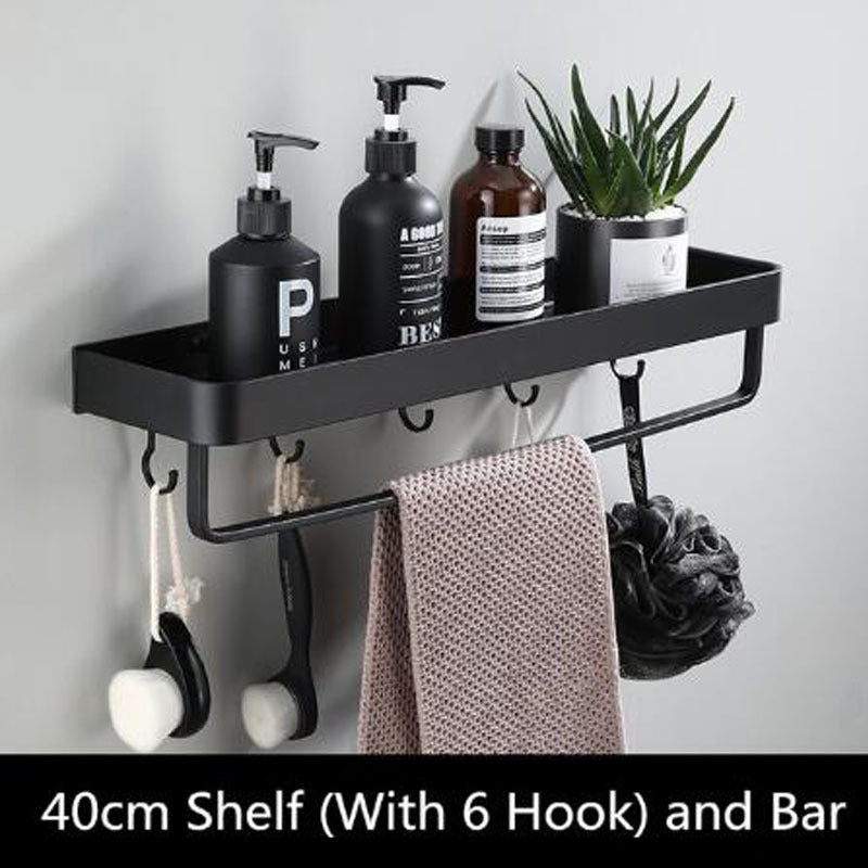 Wall-Mounted Black Space Aluminum Bathroom Shelf