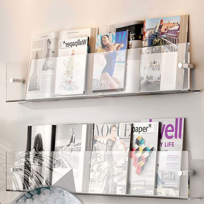 Wall-Mounted Floating Acrylic Magazine Rack