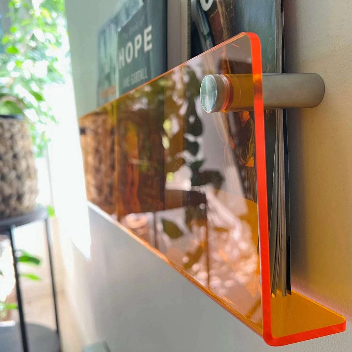 Wall-Mounted Floating Acrylic Magazine Rack