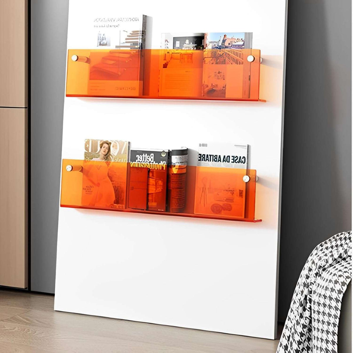 Wall-Mounted Floating Acrylic Magazine Rack