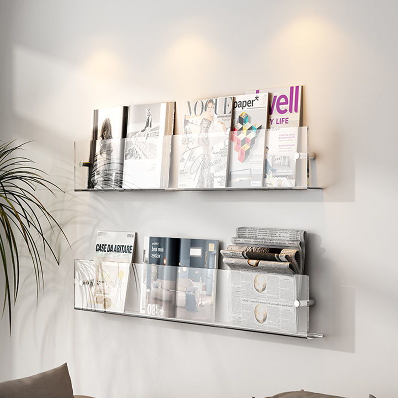 Wall-Mounted Floating Acrylic Magazine Rack