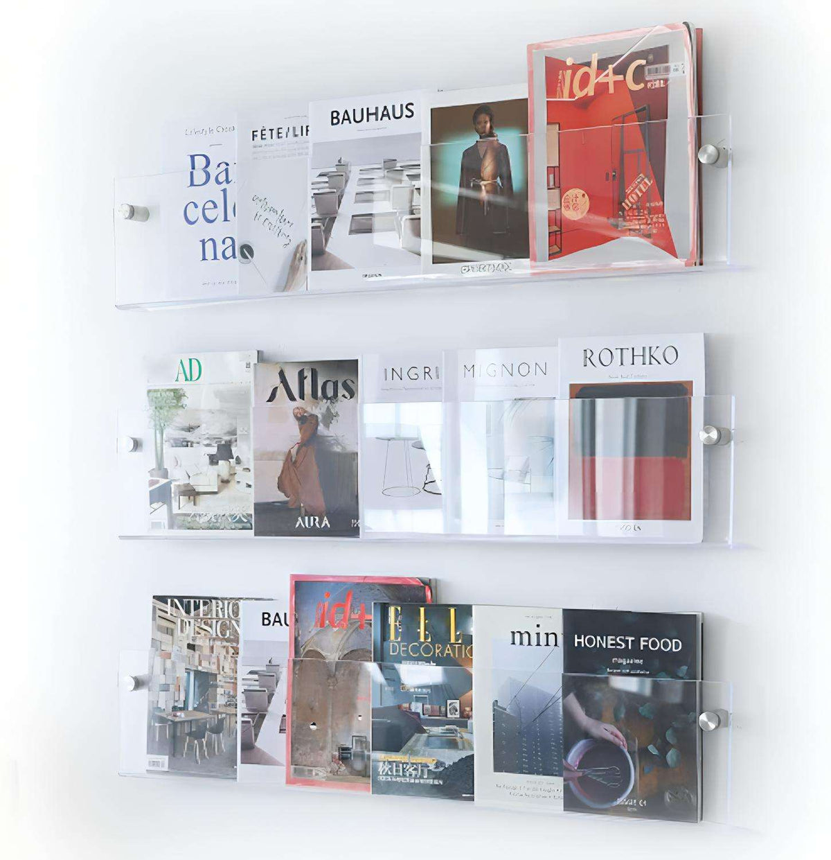 Wall-Mounted Floating Acrylic Magazine Rack