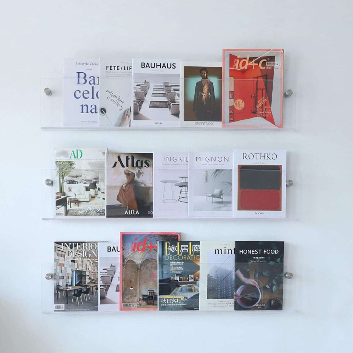 Wall-Mounted Floating Acrylic Magazine Rack