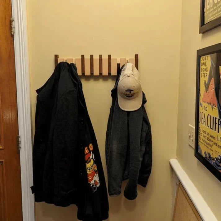 Wall-Mounted Wooden Coat Rack with Musical Design