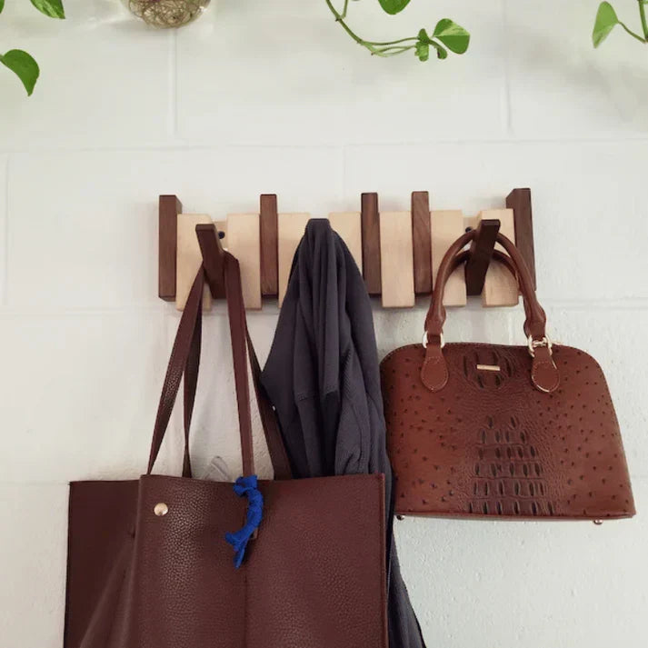 Wall-Mounted Wooden Coat Rack with Musical Design